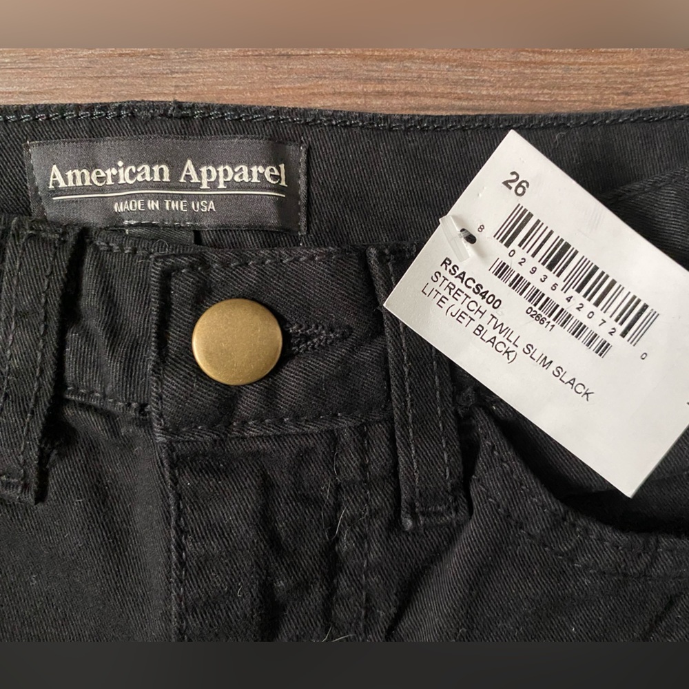 American Apparel (Stretch Twill Slim) with original tag [Jet Black] - Picture 4 of 5